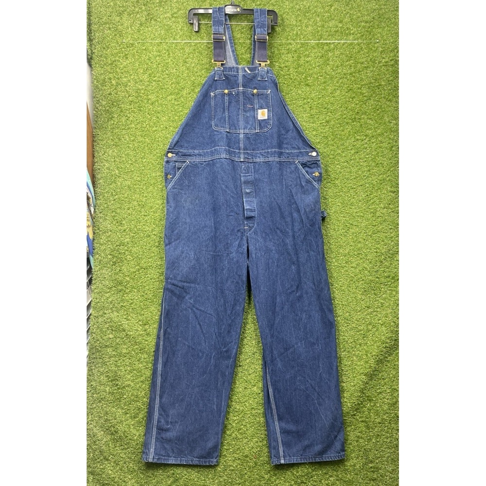 Carhartt Denim Overall Bibs Mens 50x32 Union Made BU288 Carpenter Cotton Work